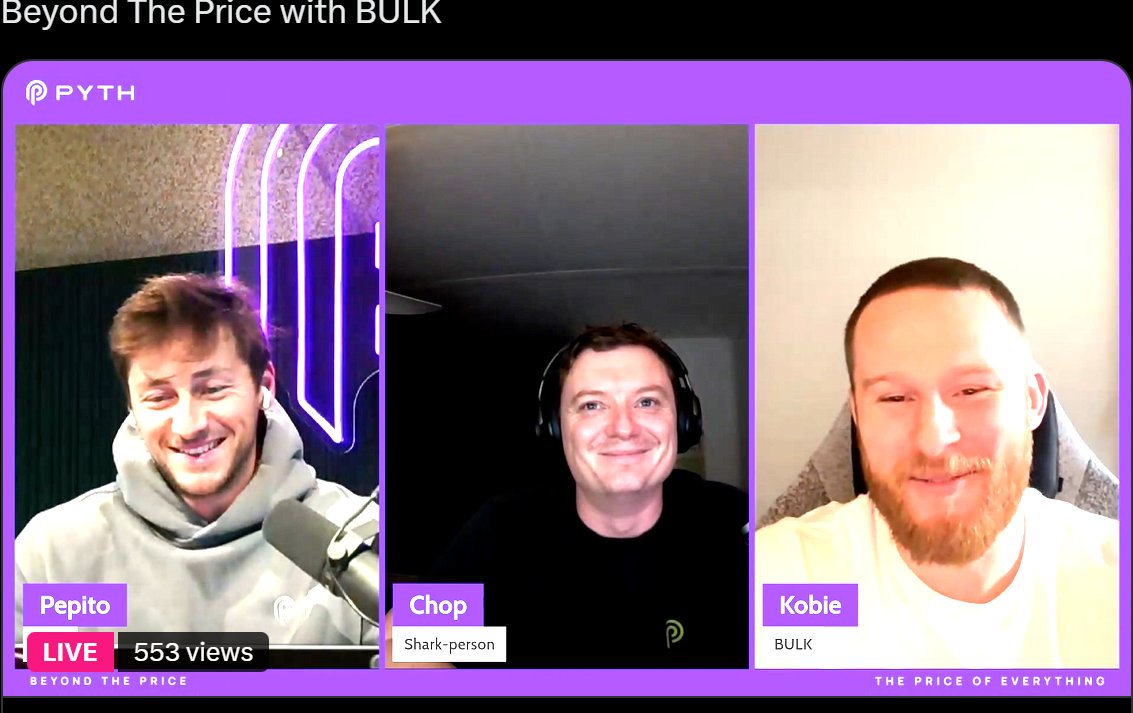 Pyth NetworkとBULK Tradeのライブ放送告知