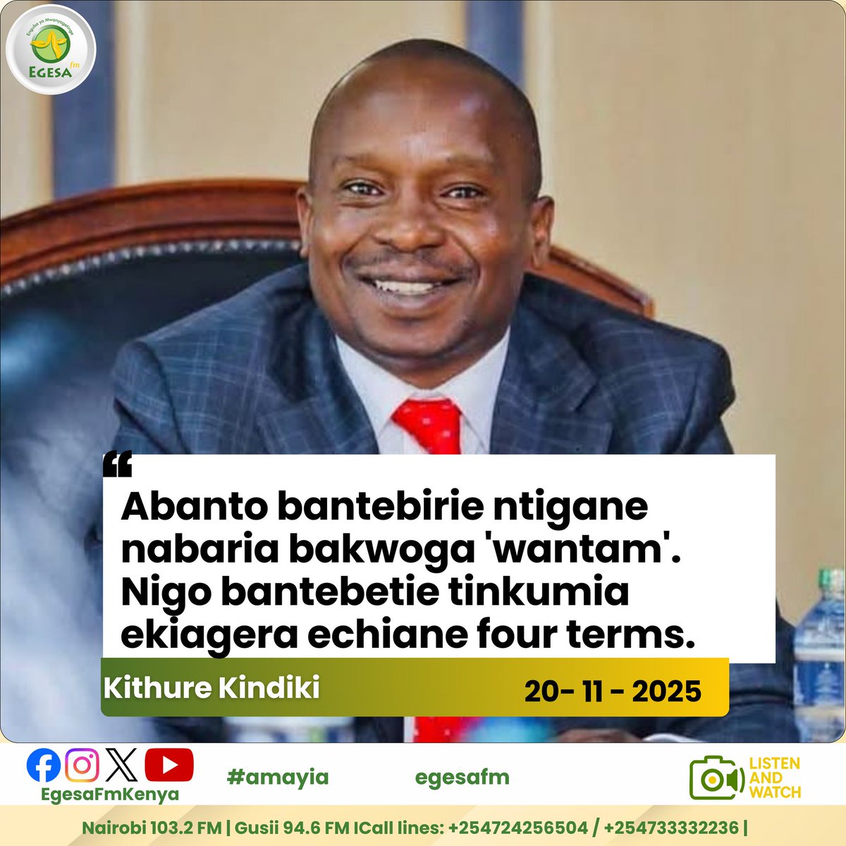 jephondigo's tweet photo. People have told me never to worry because I'll serve four terms - DP Kindiki
#egesadigital https://t.co/CdW4fb5sxa