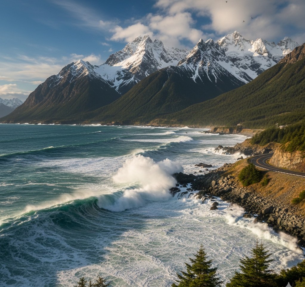 BorseHeute's tweet image. Majestic mountains meet the wild ocean! 

​#NaturePhotography #CoastalVibes #MountainViews #OceanWaves #TravelInspiration