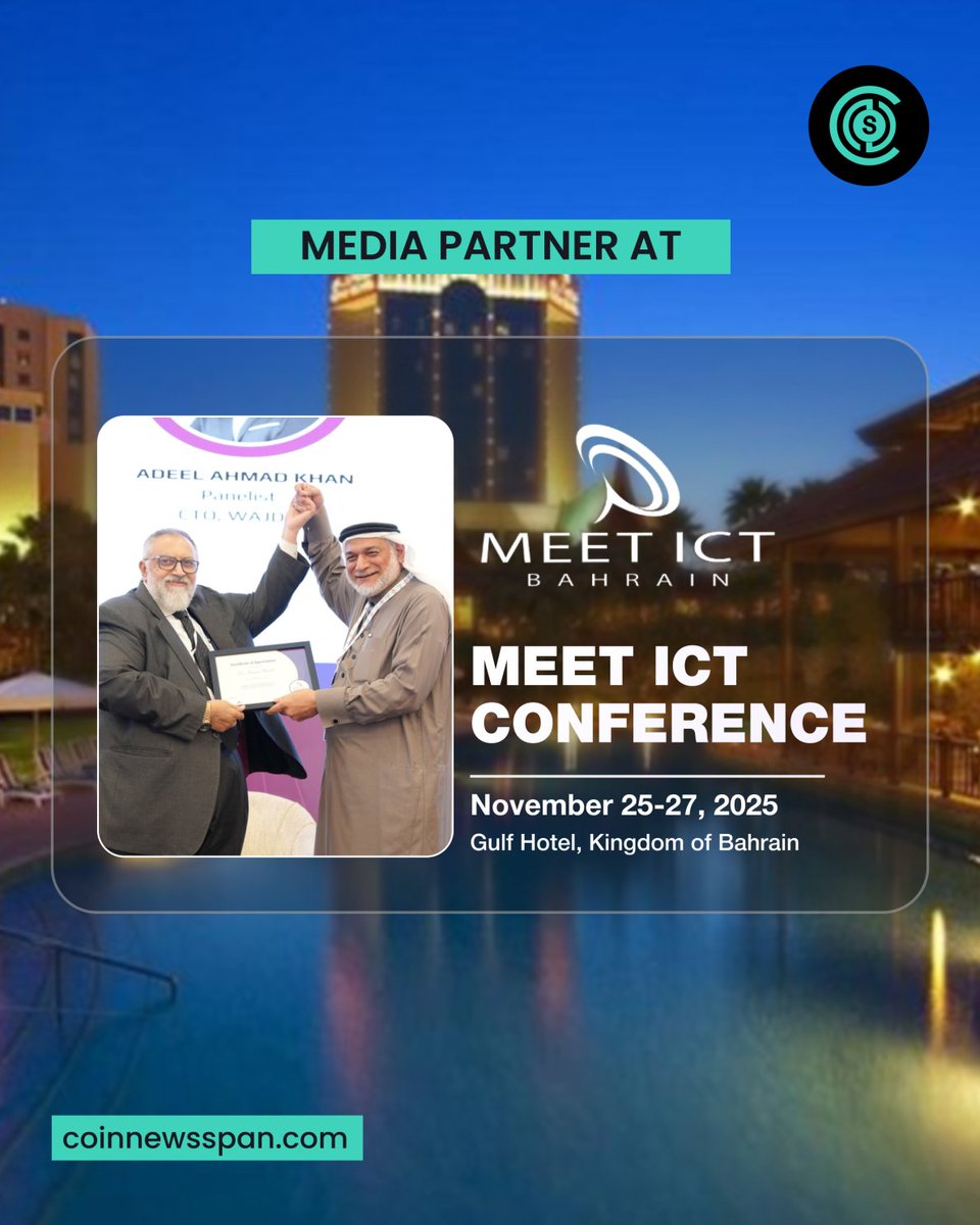 CoinNewsSpan_'s tweet image. Join us at MEET ICT! Dive deep into Innovation, Transform, Elevate: AI for the New Economy. Connect with leaders, gain insights &amp;amp; explore cutting-edge tech.

Nov 25-27, 2025, Gulf Convention Centre, Gulf Hotel, Bahrain 
Register: meetict.com

#MEETICT #TechConference