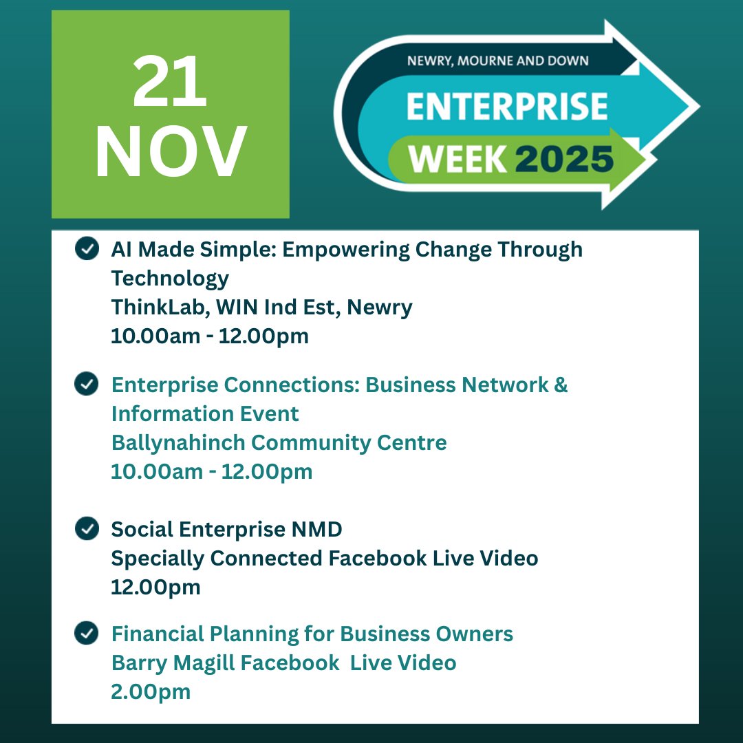 nmdcouncil's tweet image. ✨ 𝐍𝐌𝐃 𝐄𝐧𝐭𝐞𝐫𝐩𝐫𝐢𝐬𝐞 𝐖𝐞𝐞𝐤 — 𝐃𝐚𝐲 𝟓, 𝐅𝐫𝐢𝐝𝐚𝐲 𝟐𝟏 𝐍𝐨𝐯𝐞𝐦𝐛𝐞𝐫 🚀
We’ve got another fantastic day of events lined up for our final day of NMD Enterprise Week👇

✔️ AI Made Simple: Empowering Change Through Technology
📍 ThinkLab, WIN Industrial Estate,…