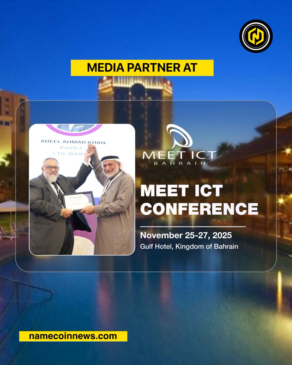 NameCoinNews_'s tweet image. Join us at MEET ICT! Dive deep into Innovation, Transform, Elevate: AI for the New Economy. Connect with leaders, gain insights &amp;amp; explore cutting-edge tech.

Nov 25-27, 2025, Gulf Convention Centre, Gulf Hotel, Bahrain 
Register: meetict.com

#MEETICT #TechConference