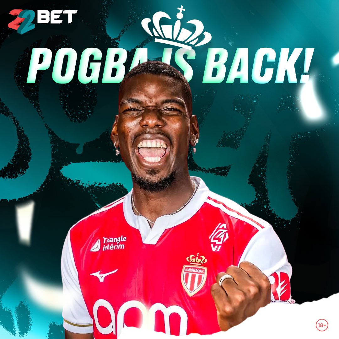 22bet_ke's tweet image. After a long wait, Pogba is set to make his return for AS Monaco this weekend.
All eyes will be on him – new chapter, same superstar name. 👀

How many of us are backing Pogba to light things up on his comeback? 

#POGBACK