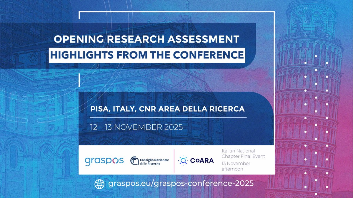 GraspOS_project's tweet image. ✨Thanks for joining us in Pisa!
The #GraspOS Final Conference wrapped up after 2 days of discussion on Opening Research Assessment. Slides will soon be available in #OA on Zenodo. 
🔗Event highlights are here: graspos.eu/highlights-fro… 

#ResearchAssessment #OpenScience #OpeningRA