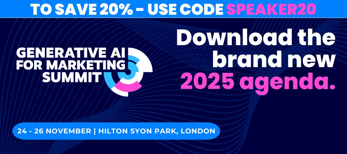 SataliaSolves's tweet image. Daniel is excited to be speaking at the Gen AI for Marketing Summit!

To find out more, check out the agenda: app.ingo.me/q/7mkwq

Secure your place in London this month and save 20% off your ticket with the code SPEAKER20!

#GenAI4Marketing