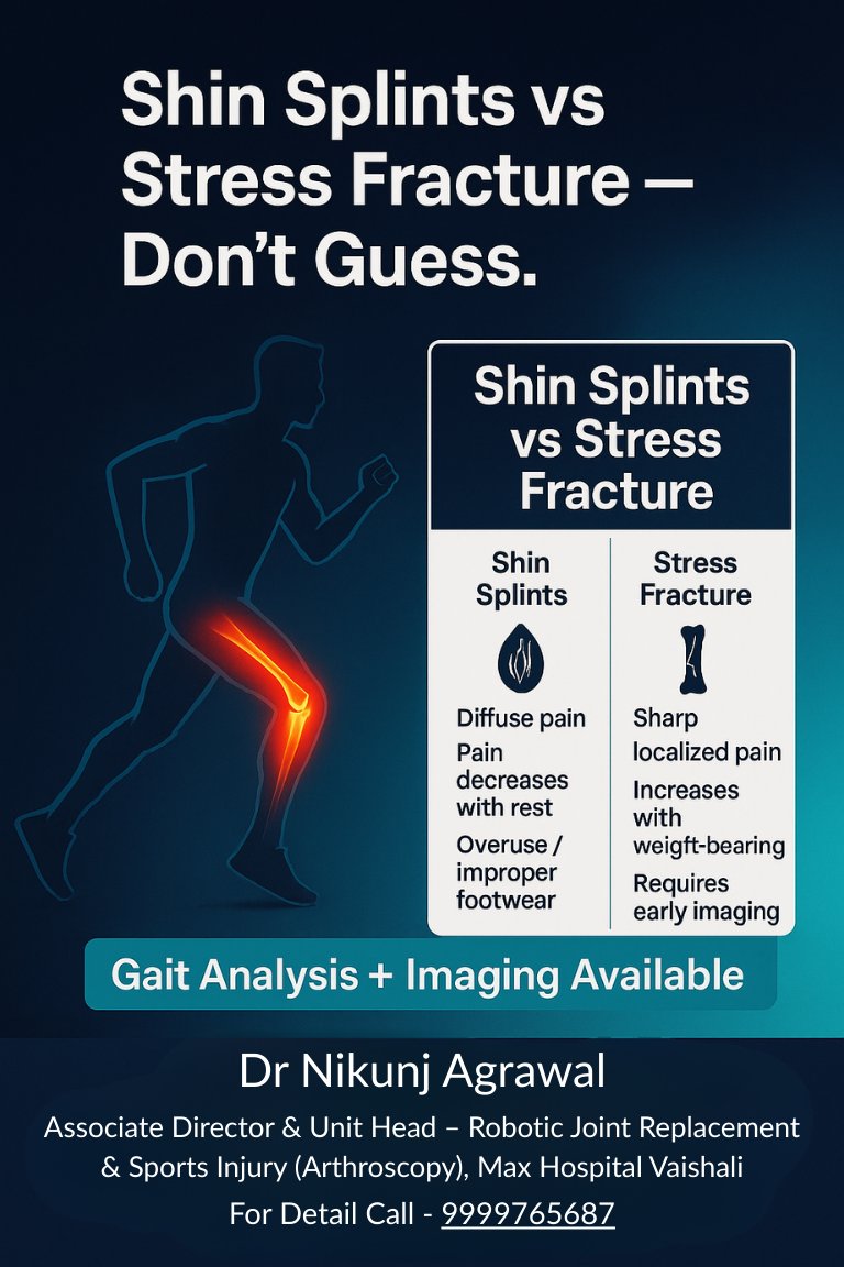 DrNikunjORTHO's tweet image. Shin Splints vs. Stress Fracture — Don’t Guess.
@DrNikunjORTHO  
Associate Director and Unit Head - Robotic Joint Replacement &amp;amp; Sports Injury (Arthroscopy) - Max Hospital, Vaishali
#RoboticKneeReplacement #Maxhospital #SportsInjuryRecovery #kneepainrelief #FasterRecovery