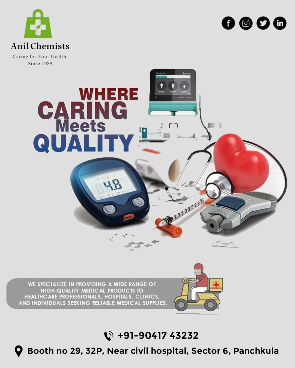 ChemistsAnil's tweet photo. Trusted, high-quality medical products and reliable healthcare essentials—all under one roof.

✔ Genuine Healthcare Equipment
✔ Fast Service you can trust
.
📍 Booth No. 29, 32P, Near Civil Hospital, Sector 6, Panchkula
📞 +91-90417 43232
#Panchkula #Medicine #healthcare https://t.co/3bYy0HYReT