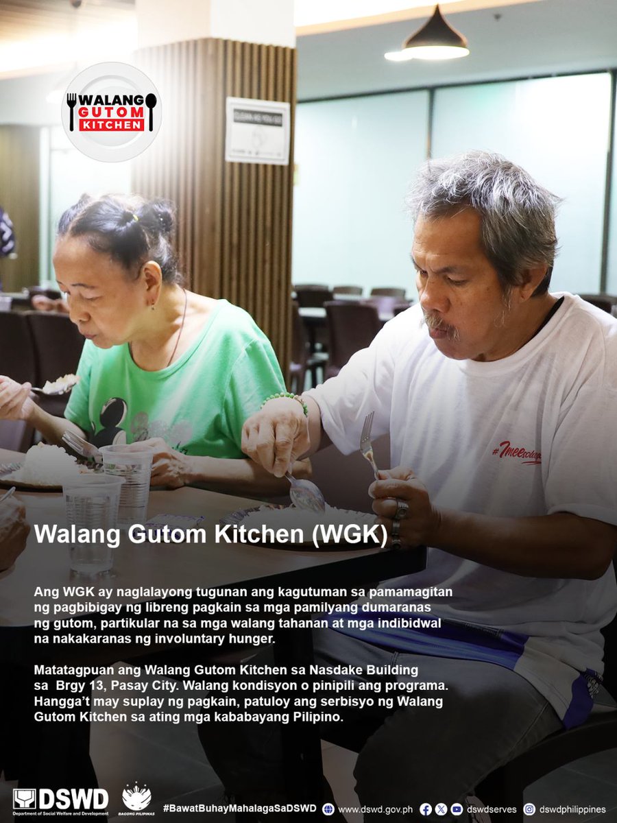 dswdserves's tweet image. Mga Programa ng DSWD Laban sa Kagutuman!

Sa pamumuno ni DSWD Secretary @rex_gatchalian at gabay ni Pangulong Ferdinand R. Marcos Jr., pinagtitibay ng DSWD ang laban kontra kagutuman sa bansa sa pamamagitan ng malawak at epektibong programa para sa bawat pamilyang Pilipino.…