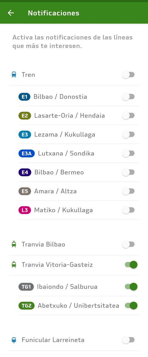 kaker0n's tweet photo. @euskotren por qué me llegan notificación externas a mi ciudad? si mi configuración de la app la tengo así: https://t.co/74ev0unBC2
