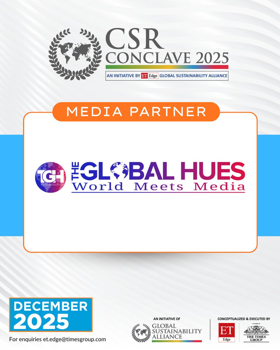 We are delighted to welcome @theglobalhues as our Official Media Partner for the CSR Conclave 2025.​

This December, India’s most influential CSR leaders, foundations, policymakers, development organizations, and changemakers will gather in Mumbai to spotlight purpose-driven