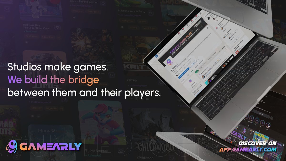 Gamearly's tweet image. 🔥 Studios make games. We build the bridge between them and their players.

Gamearly, the tech that makes gaming more human.

#Gamearly #GamingTech #CoCreation #unitedtocreate