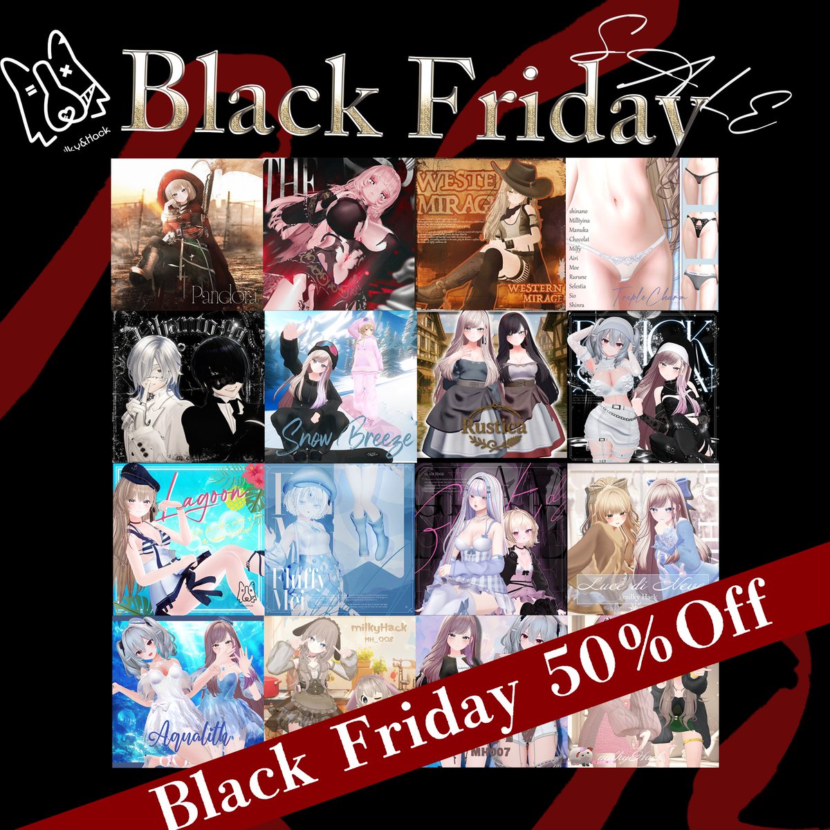 nachi_vrc's tweet image. 🎁BlackFridayセール🎁
11/21～12/3までっ！！！
お好きな衣装のフルパックを5名様にプレゼント✨
nachiore.booth.pm

■応募条件
@nachi_vrcをフォロー＆このツイートをRP
■応募期間 11/23　23:59まで
#booth_pm #VRChat #VRC #BOOTH