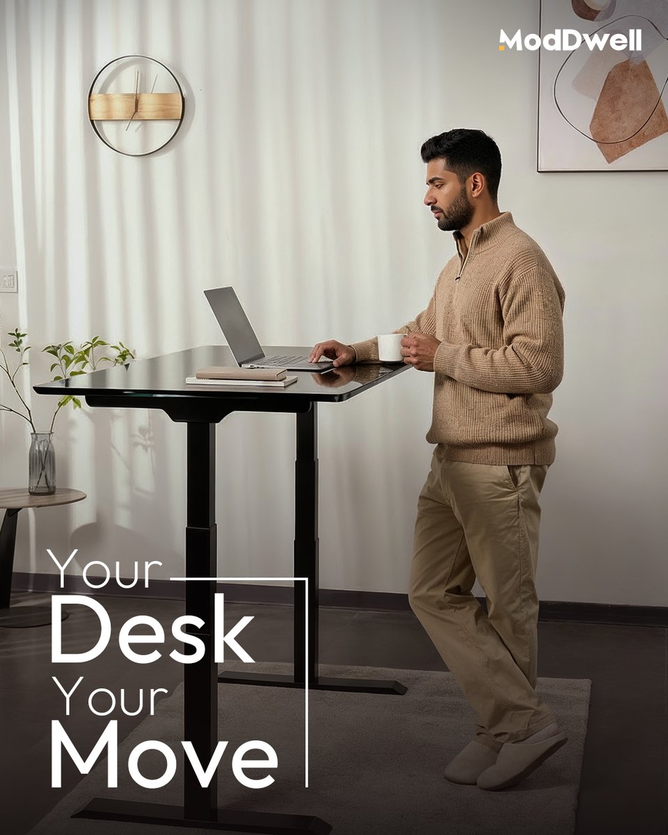 ModDwell's tweet image. Move more. Feel better. Work smarter.✨

Meet the ModDwell Sit Stand Desk, your new favourite work desk. Smooth height shifts, sleek design, and productivity dialled in; built to move with you.

#ModDwell #SitStandDesk #WorkDesk #Product