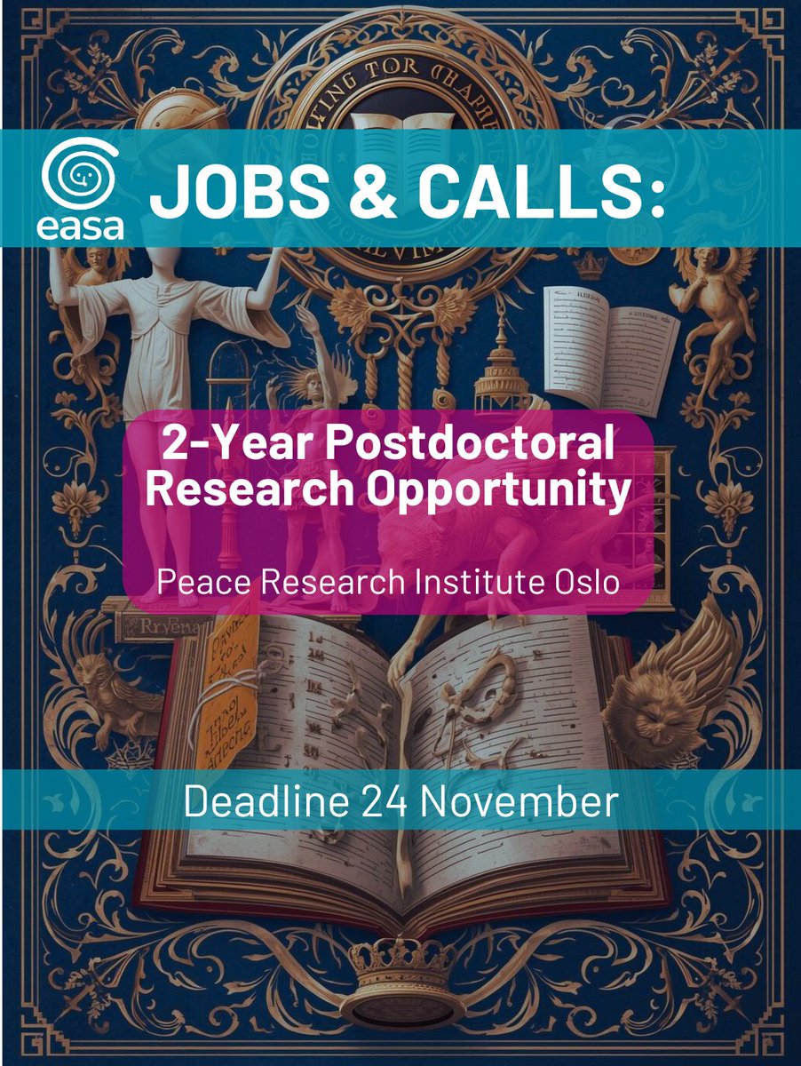 EASAinfo's tweet image. 📣 #jobalert Amazing postdoc opportunity for anthropologists with a focus on Latin America (and excellent English/Spanish language skills). This 2-year fellowship takes place at the Peace Research Institute Oslo

Further info in the comments. 

 #AcademicJob #postdoc