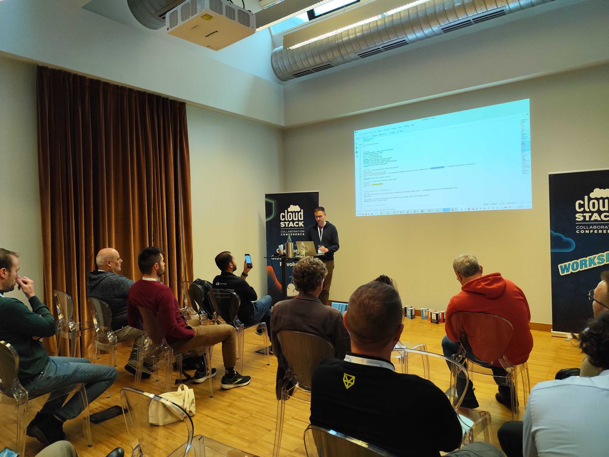 CloudStack's tweet image. Taking place in the Nettuno Room is @LINBIT&apos;s Rene Peinthor&apos;s workshop: Setup LINSTOR SDS and #CloudStack.

This workshop will guide attendees through installing LINSTOR in HA mode, configuring #CloudStack and running live migration and failover tests.