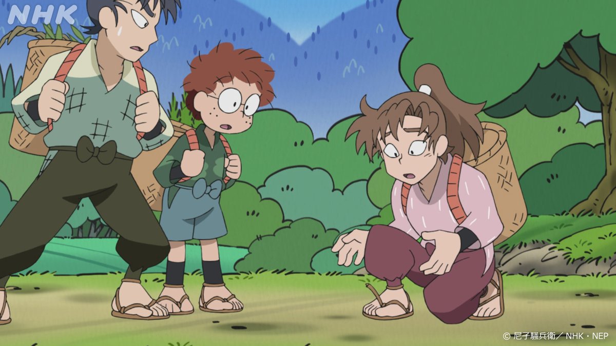 nhk_animeworld's tweet image. 来週の #忍たま は

24(月) 同室の心配の段
25(火) 決断力と無自覚の段
26(水) 美しい風魔の里の段
27(木) 戸部先生に会いたくての段
28(金) 予算を出すの段

食満先輩と乱太郎と伊作先輩で薬草とり！
その帰り道、食満先輩はあることに気づき…

web.nhk/tv/an/nintama/…