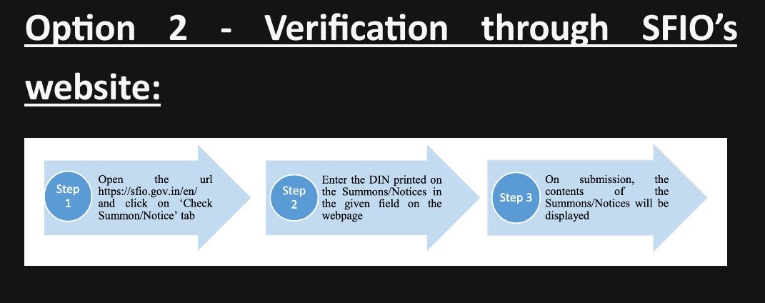 nsitharamanoffc's tweet image. In light of reports of misuse and impersonation of Summons/Notices, the Serious Fraud Investigation Office (SFIO) has implemented technical and procedural safeguards to help citizens verify the authenticity of such documents. 

Fake summons often resemble genuine SFIO notices,…