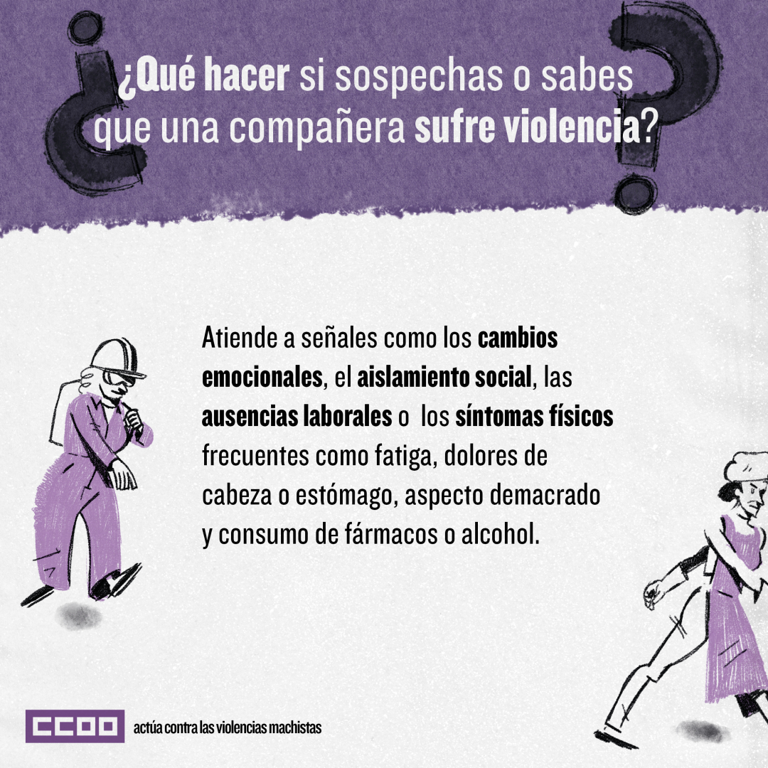 FSCdeCCOO's tweet image. 🟣 ¿Qué hacer si sospechas o sabes que una compañera sufre violencia?

🧵 Aquí te lo contamos.

#NingunaMujerSola