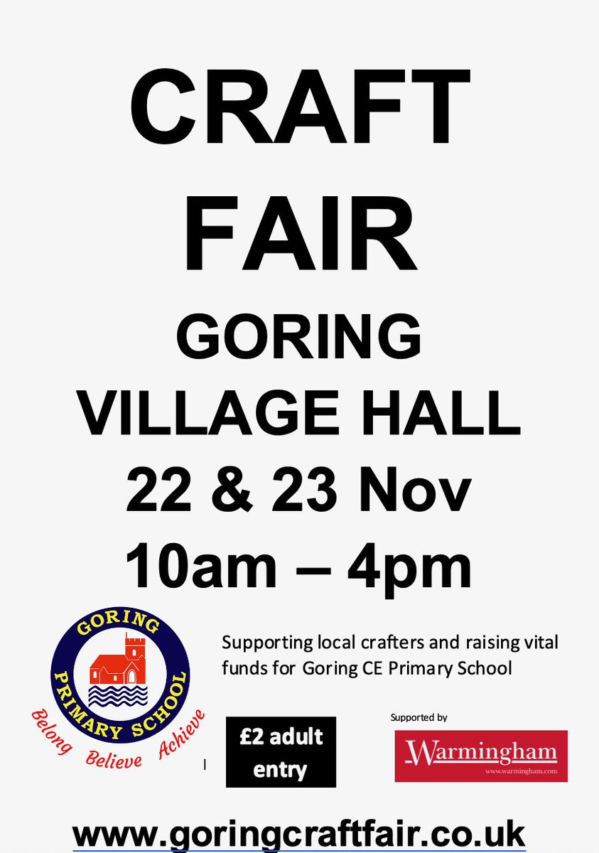 It is the Goring craft fair this weekend which we are proud to be sponsoring. It is the perfect opportunity to pick up some beautiful handmade Christmas gifts. 🎁 

#Community #Sponsor #CraftFair #OpeningNewDoors #Goring