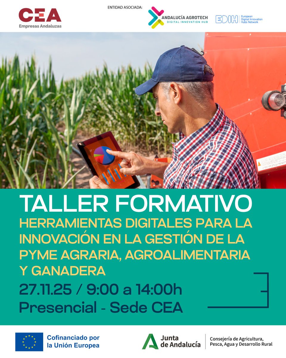 SmartBioLab's tweet image. 📣¡Semana repleta de #formación #agro para #Digitalización de tu empresa!🚜💻🛰️
✍️Inscríbete ya!

#gratis gracias a @DIHAndAgrotech que ofrece muchos otros servicios para autónomos y pymes a través de sus entidades asociadas

⁉️¿Cómo? ¿Cuándo? ¿Dónde? 
➡️shorturl.at/f5Y5X
