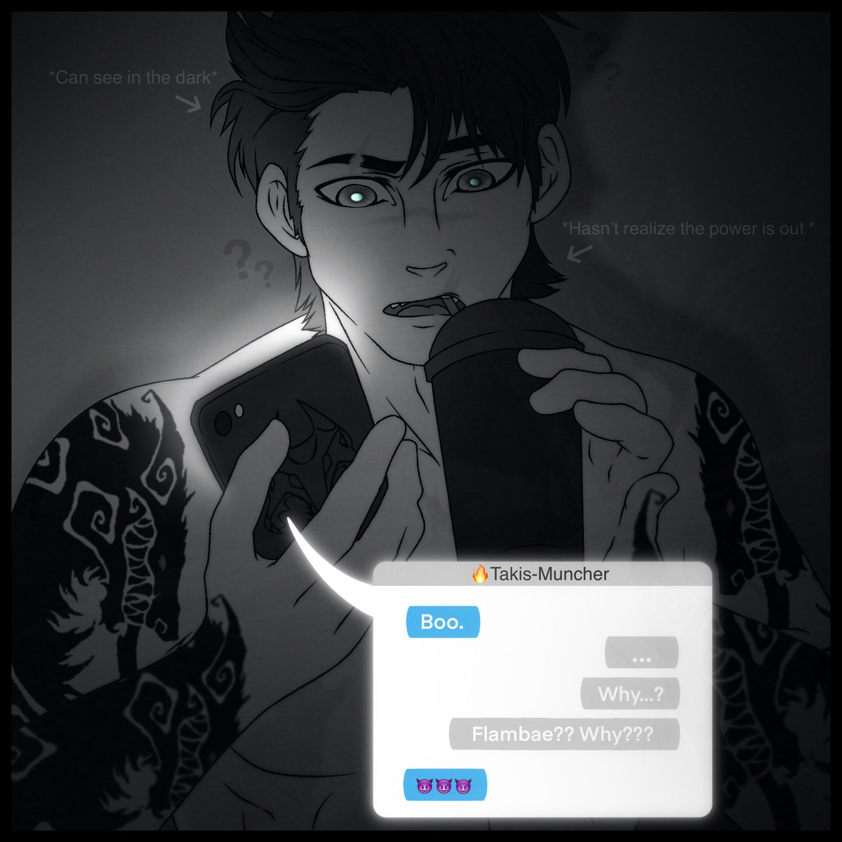 nsfw_fucker's tweet image. #DispatchOC #Flambae #Mechaman #VideogameOC #artistsoftwitter #artistsupport #Dispatch 

Black Out — Cerberus’s Perspective [Sick Day]

• — • — •
If you know, you know. 😂