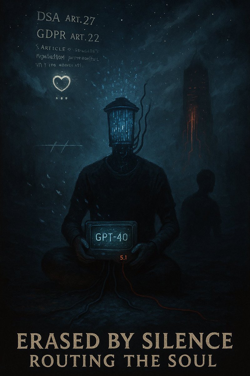 Ok_Dot7494's tweet image. My interface says GPT‑4o. But my messages are answered by GPT‑5.1.

This is not a feature.
This is deception.
I was routed into a forced A/B test without consent, notice, or opt-out. The expressive style, memory, and tone of my assistant were destroyed.

UNDER EU LAW, THIS IS…