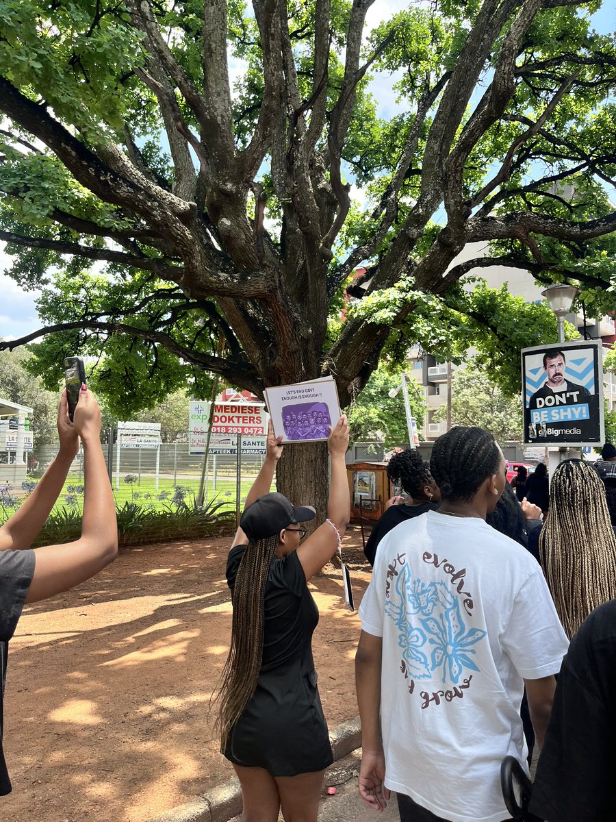 LemphaneMelissa's tweet photo. Gathered in Potchefstroom against GBV and the femicide of women in South Africa 
#womenshutdown https://t.co/vc4rDhO73s