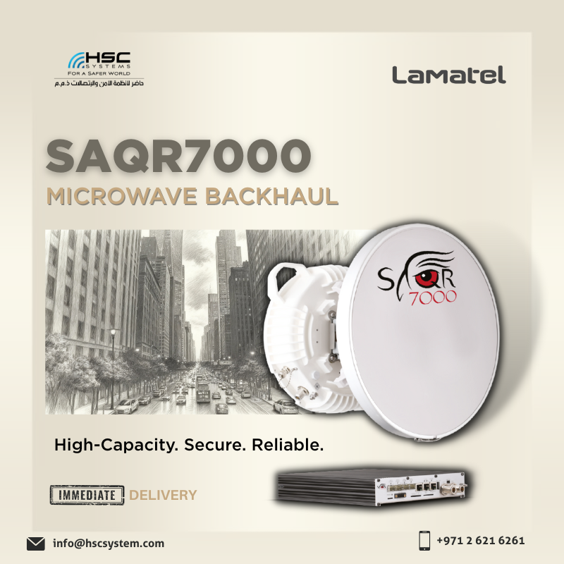 HSCSystem's tweet image. Power. Flexibility. Security. The Lamatel SAQR7000 delivers up to 4+ Gbps, full redundancy, &amp;amp; 256-bit AES encryption for mission-critical wireless backhaul.

#HSCS 
#forasaferworld #uae #abudhabi #dubai #digitaltransformation
#Lamatel  #SAQR7000
#ملتزمون_ياوطن
#نتصدر_المشهد