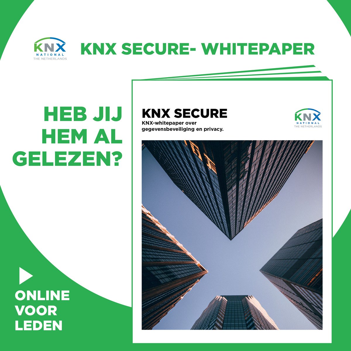 Heb jij ’m al gelezen?
De KNX-whitepaper over beveiliging &amp; privacy in gebouwautomatisering staat al een maand live. Ontdek hoe je KNX Secure optimaal inzet én voldoet aan de AVG, exclusief voor leden.

Direct lezen: buff.ly/INmkBDL
Nog geen lid? buff.ly/uGUisxs