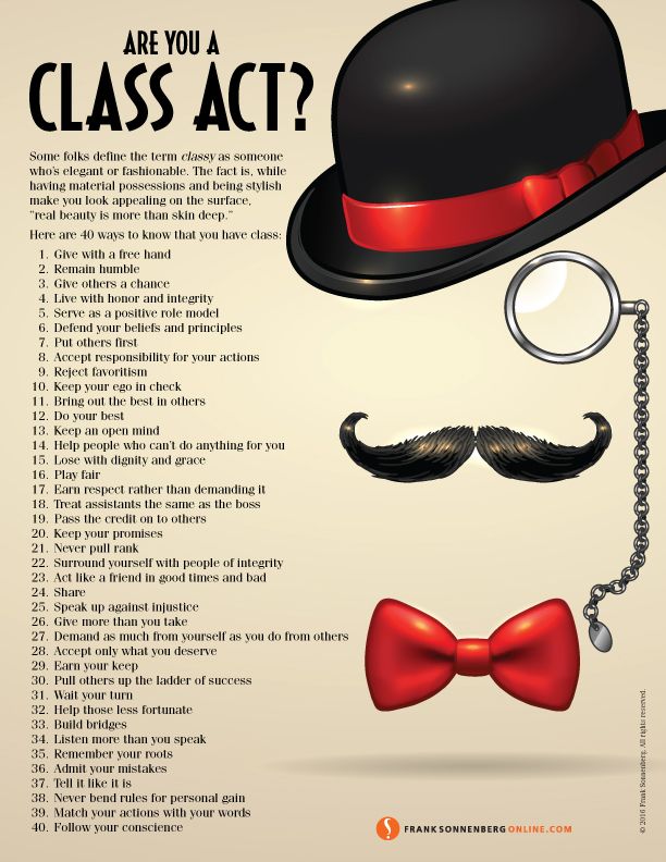FSonnenberg's tweet image. Are You a Class Act? ➤ bit.ly/2auae97 | By Frank Sonnenberg | @FSonnenberg #ClassAct #Classy