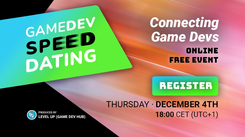 game_levelup's tweet image. 📣 New #GameDev event!
🎮 GameDev Speed Dating 2025
📅 DEC 4 | 🕑6 PM (UTC+1) | 🌐Discord

Connect in 5 min 1-to-1 meetings with other industry professionals! Real #Networking and opportunities await you. See you on Discord!

👉 Reserve your spot: bit.ly/en-gamedev-sd-……