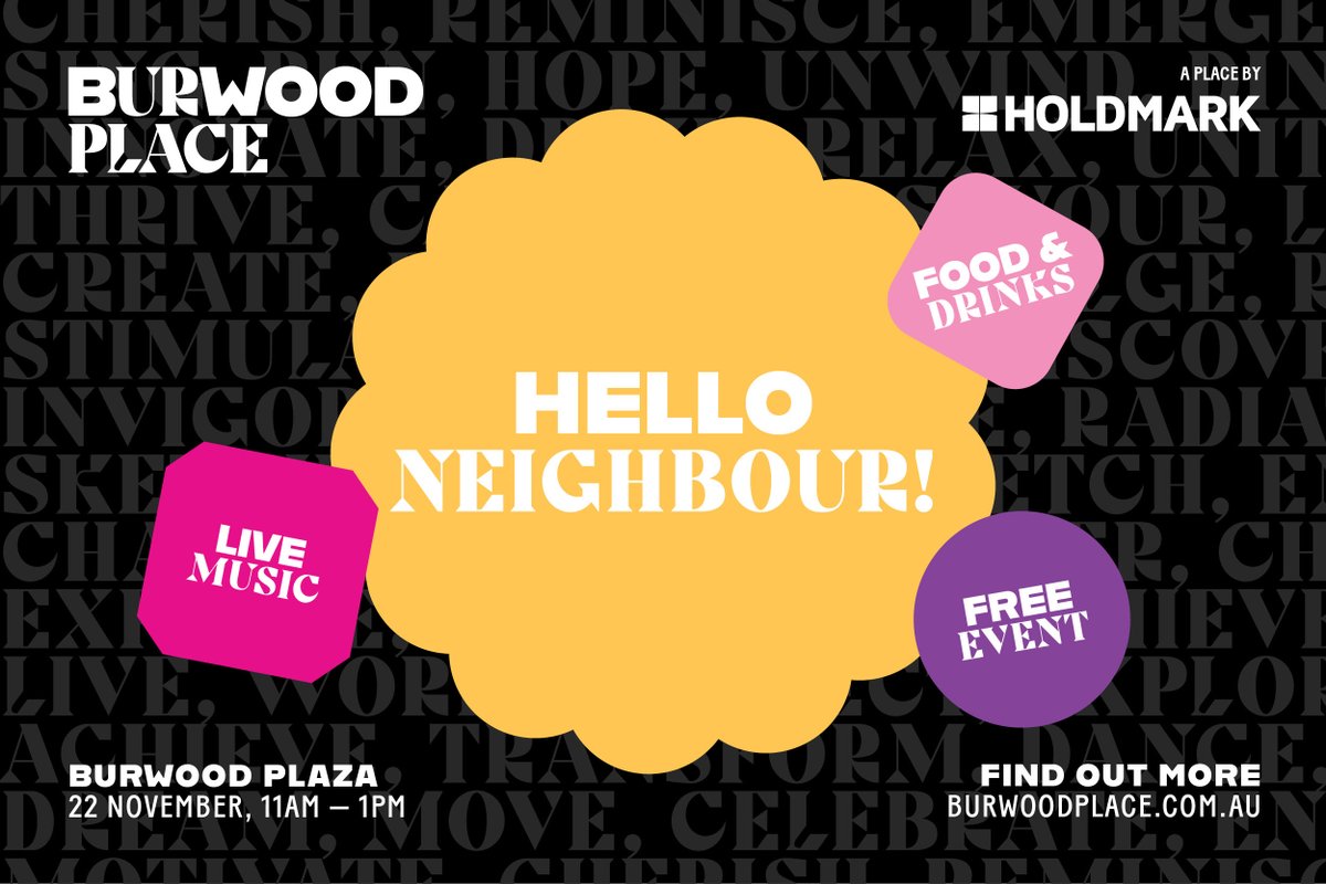 The_Indian_Sun's tweet photo. 🎉#Holdmark hosts Hello Neighbour!, a free community event in #Burwood on 23 Nov.🍴It features live performances, food & activities, showcasing plans for the new Burwood Place precinct's renewal.🗺️ #TheIndianSun
More details 🔗 https://t.co/oDH2LaoAiZ https://t.co/4HP1owOKGa