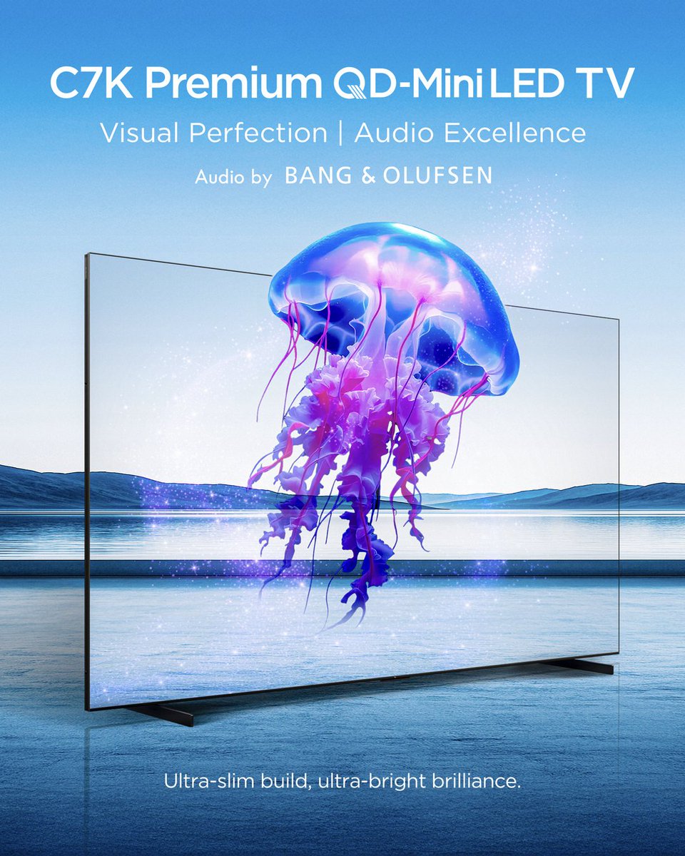TCLPak's tweet image. Don’t just watch, feel the difference of true visual perfection. Every colour and details comes vividly to life with the TCL C7K Premium QD-Mini LED TV.

#C7K #VisualPerfection #AudioExcellence #QDMiniLED #QDMiniLEDTV