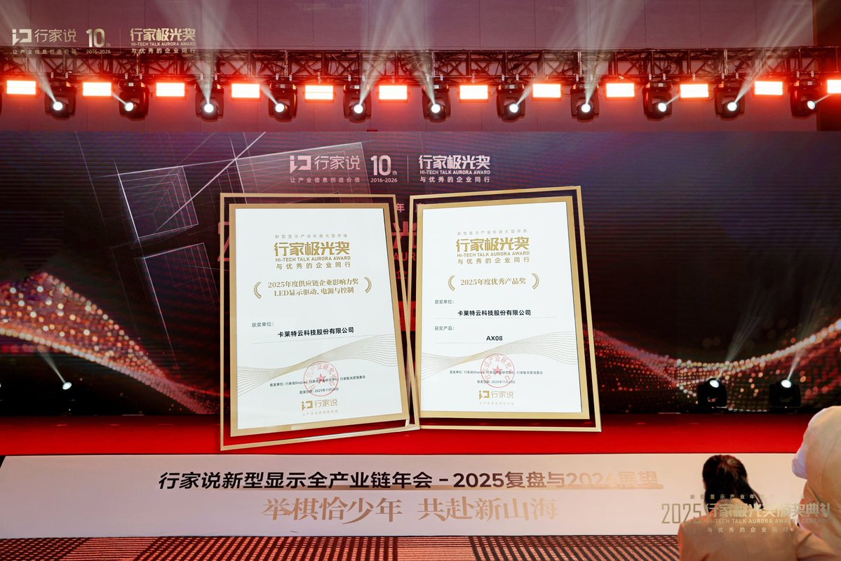 colorlightcloud's tweet image. Good news from the 2025 HI-TECH Talk Aurora Award Ceremony!

We&apos;re excited to share that Colorlight LED has been honored with the HI-TECH Talk Aurora  Enterprise Influence Award in LED Control, while the #AX08 has proudly earned the title of Outstanding Product.

#Colorlight
