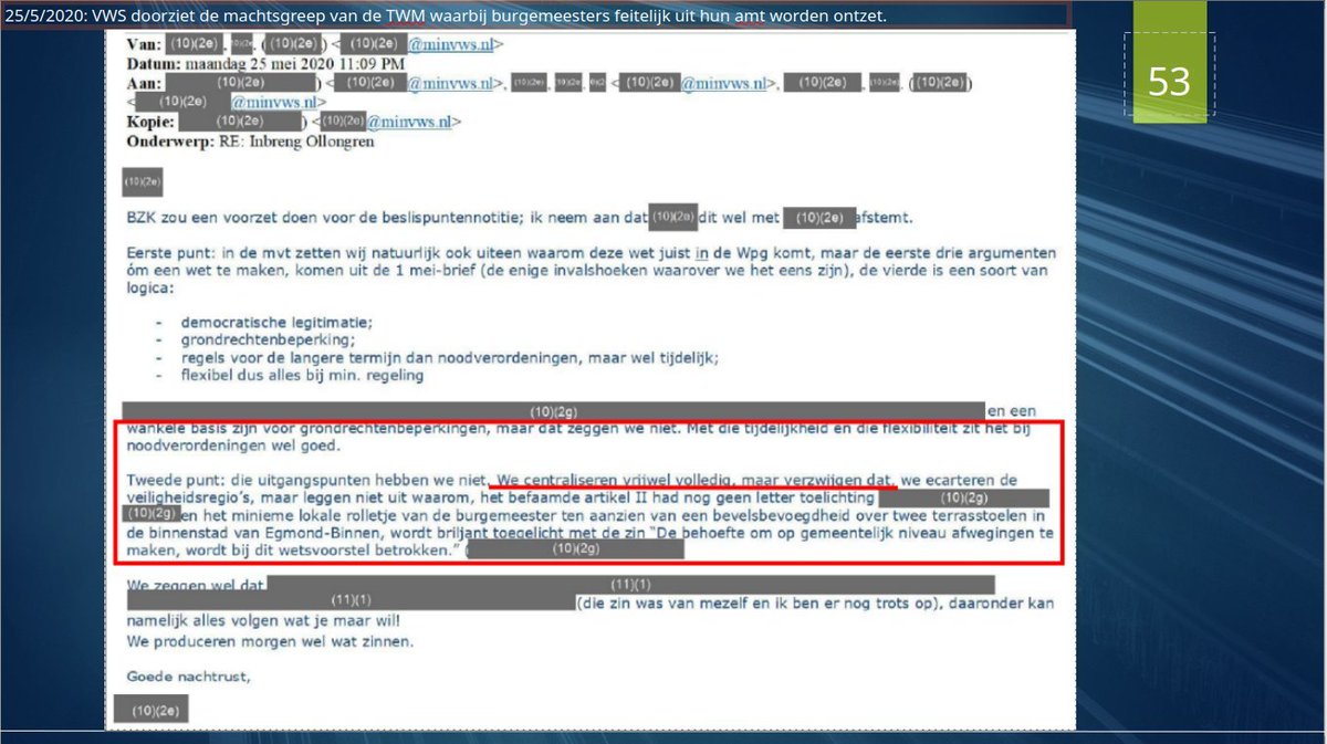 CeesCees72's tweet image. De staatsgreep.

Op 25 mei 2020 zijn de ambtenaren druk bezig om de verkapte noodtoestand via een spoedwet (TWM) te regelen.

&quot;We centraliseren vrijwel volledig, maar verzwijgen dat...&quot;

&quot;Er blijft een miniem rolletje voor de burgemeester over t.a.v de bevelsbevoegdheid van twee…