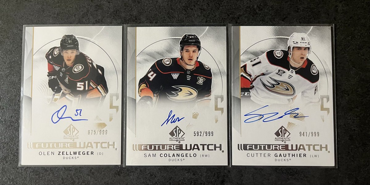 新着COMC②🏒

2024-25 SPA Future Watch
Olen Zellweger, Sam Colangelo, Cutter Gauthier🐥

今シーズンは若手がみんな活躍しているので嬉しい😊
Zellyは特に注目して観てます📺🏒

#UpperDeck 
#SPAuthentic