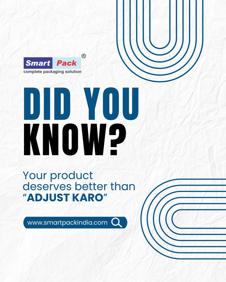 SmartPackIndia's tweet image. Your product deserves precision, not “adjust karo”. Choose Smart Pack and pack it right from the start.

#SmartPack #DidYouKnow #PackagingMachine #IndustrialPackaging #BusinessGrowth #QualityPackaging #SmartPackagingSystems