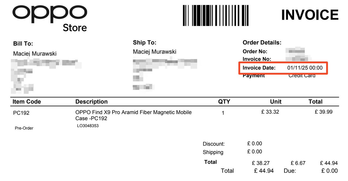 maciej_murawski's tweet image. Ok, @OPPO, time for a reality check.

As much as I really love the OPPO Find X9 Pro as a device, I can&apos;t really say the same about the brand itself and their customer support.

I got the phone from Currys, but I used the official OPPO UK Store to order the Aramid Fiber Magnetic…