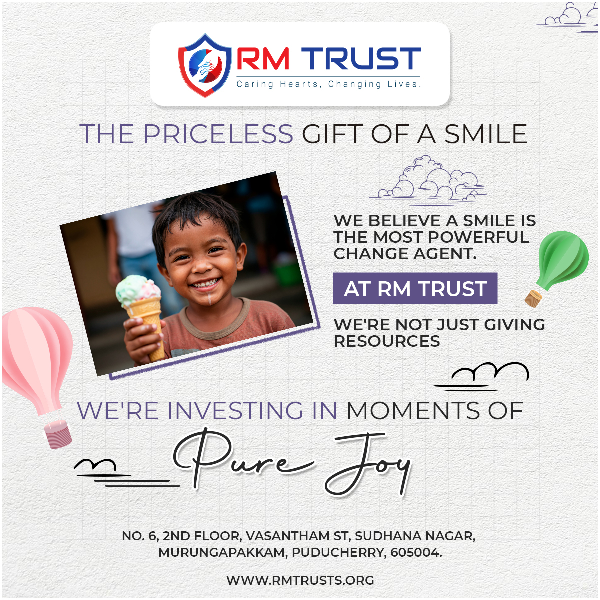 RMTrust_Org's tweet photo. The Priceless Gift of a Smile! ❤️ Investing in Moments of Pure Joy (RM Trust) 
#PricelessGift #PureJoy #RMTrust #CaringHeartsChangingLives #Charity #SocialWork #GiveBack #InspireHope #Puducherry #DonateNow https://t.co/gBRcNXwIY8