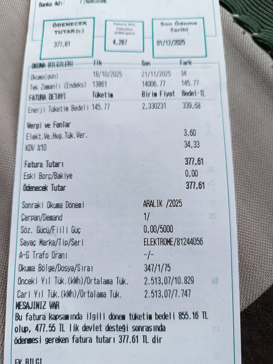377 liralık fatura nasıl oluyorda 855 oluyor sonrasinda 477 devlet desteği sonrası geri 377 ye iniyor biri açıklar mi?