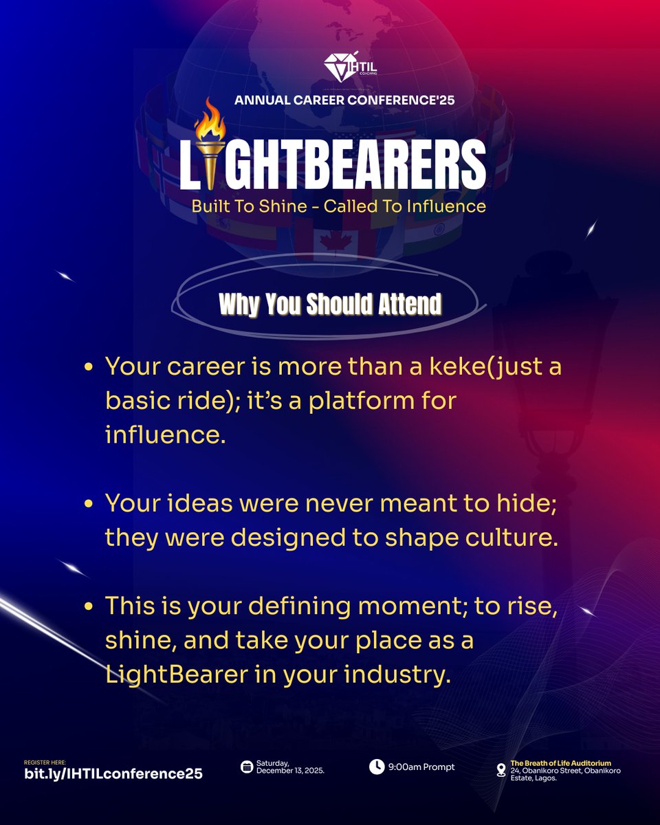 ihtilcoaching1's tweet photo. Stop asking “What’s next?” and start answering the call to rise and shine as a LightBearer in your industry.

This is why you must be at LightBearers 2025.

We have the answer to “What’s next for me?”

The best part? Admission is FREE! https://t.co/urbsssoEIe