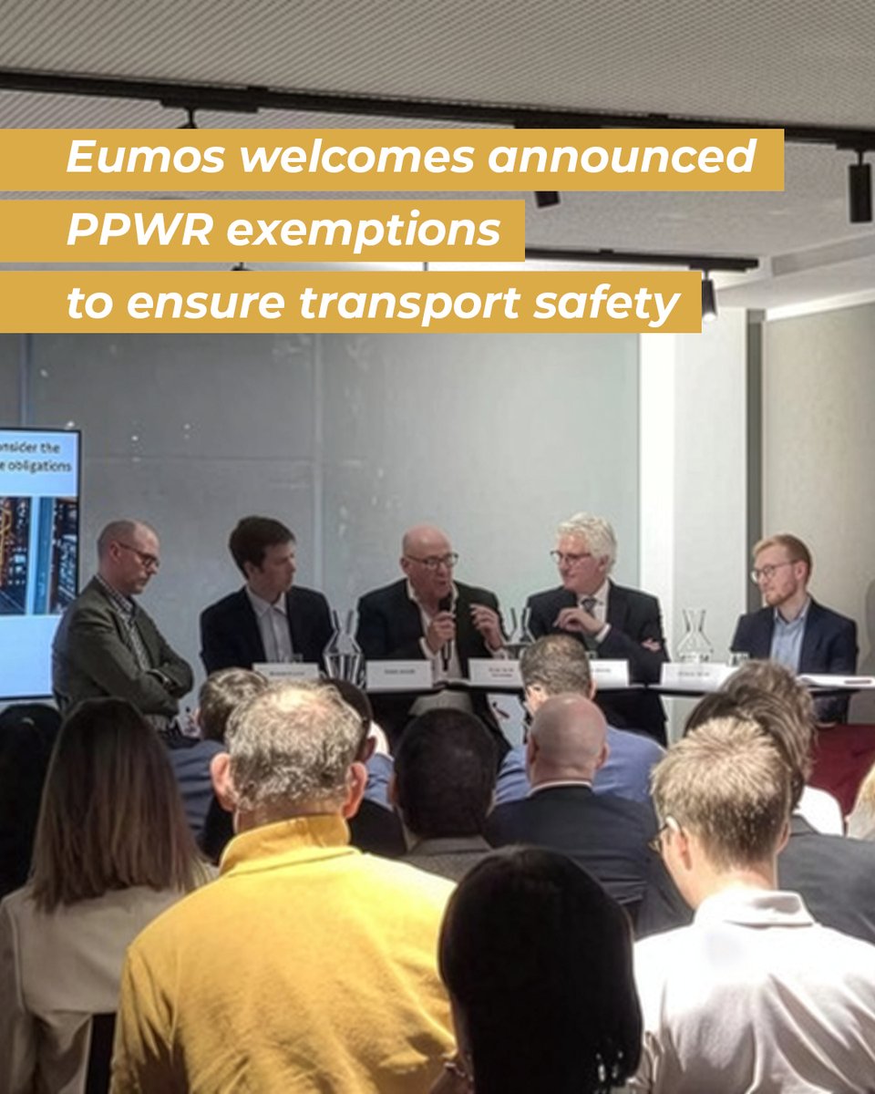 Eumos welcomes the planned exemptions for pallet wrap and strapping from the 100% reuse obligations. We urge assessing the impact of reusable load carriers to ensure transport safety, as current alternatives cannot meet the 40% reuse target safely.
