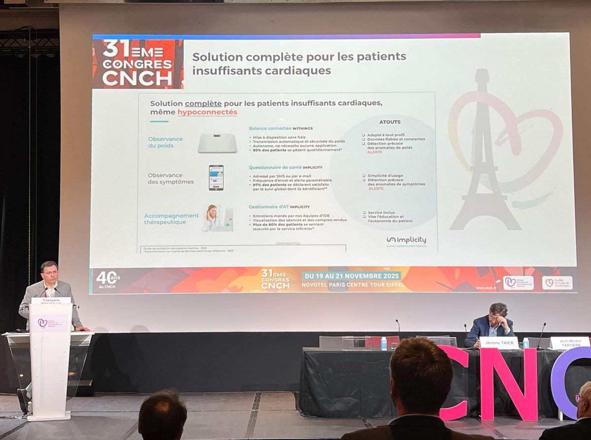ImplicityFrance's tweet photo. Succès du symposium au #CNCH2025 hier ! 🙏 Merci à nos brillants intervenants (@DrJMTartiere , J. Taieb, F. Roubille, J. Barraud) d'avoir exploré l'avenir du #télésuivi #cardiaque et de l'#IA. Leurs insights sont essentiels pour redéfinir la prise en charge patient.
#Cardiologie https://t.co/kqq0v4DqIF