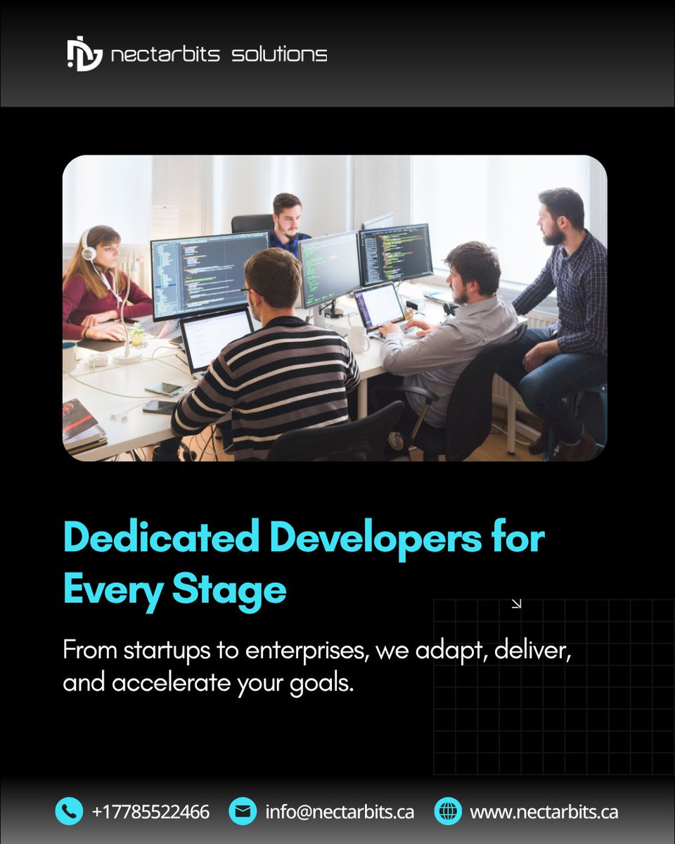 Nectarbits_CA's tweet image. From startups to enterprises — our dedicated developers adapt, deliver, and accelerate your goals. ⚡🌍
#HireDedicatedDevelopers #CustomSoftware #TechPartners #RemoteTeam #Nectarbits