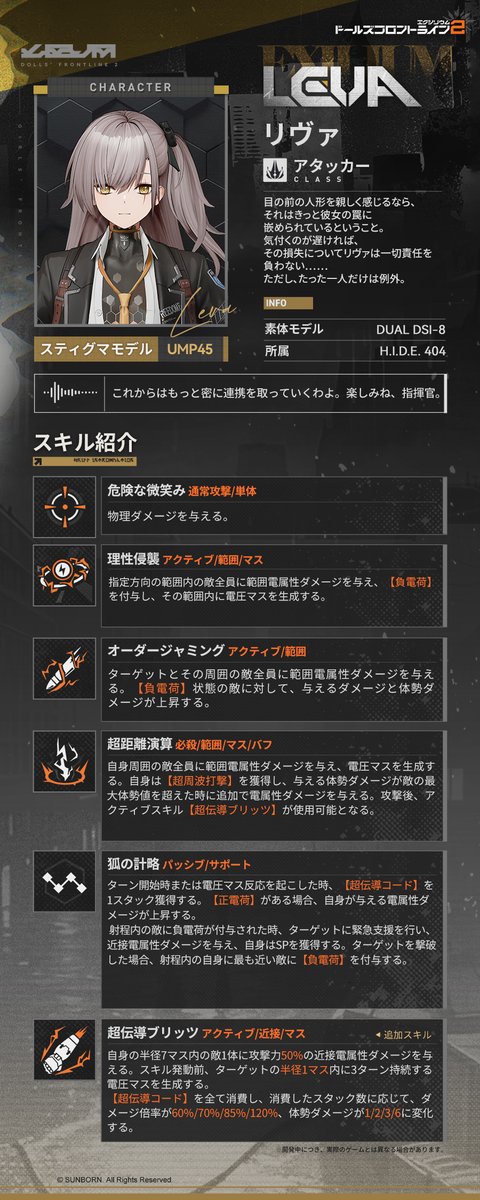 人形詳細】 リヴァ（CV. #篠原侑） アタッカー人形のリヴァは敵に強力