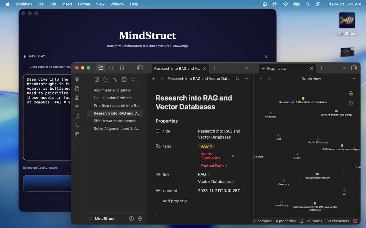 JacobGarbarz's tweet image. Launching a cognitive prosthetic I call MindStruct. Out very soon! #AI #Tools