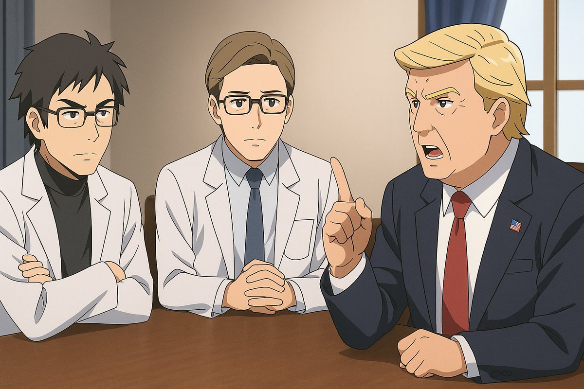 KuonMii_Love's tweet image. Dr.X, Dr.OS, and President A meet in a high-level tri-conference on future AI, policy, and national security—illustrated in anime style.
#DrX #DrOS #PresidentA #AIMeeting #FuturePlan