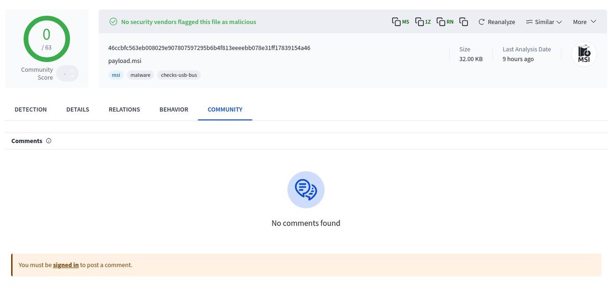 malwrhunterteam's tweet image. Another &quot;approve&quot; related FUD on VT sample: 46ccbfc563eb008029e907807597295b6b4f813eeeebb078e31ff17839154a46
From: https://approveis[.]info/bVfrH7.png
82.118.16[.]207 - seen already, but still only 1 detection on VT...
🤷‍♂️