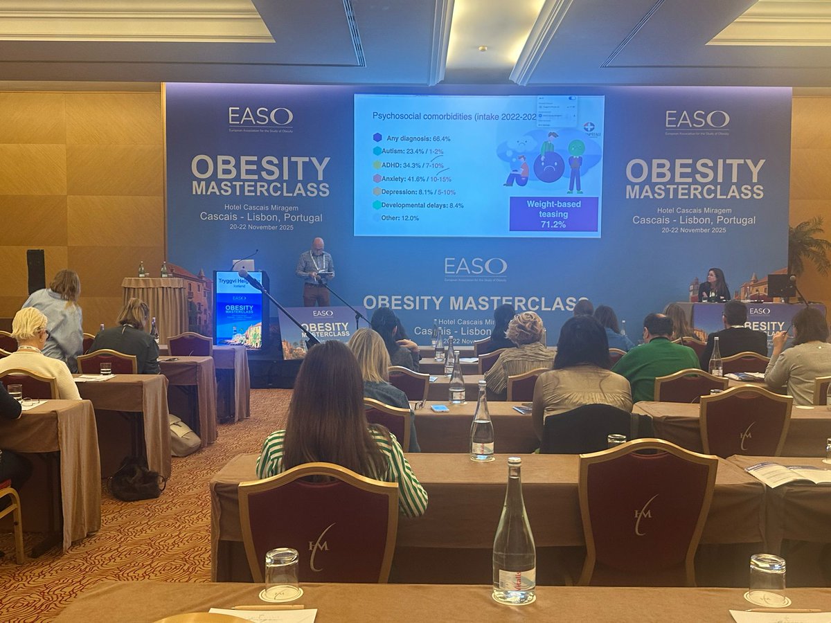EASOobesity's tweet photo. Now in the EASO Masterclass @TryggviHelgason ๐ฎ๐ธ presenting on the diagnosis and management of obesity in childhood #EASOed https://t.co/pcimNJXLnZ