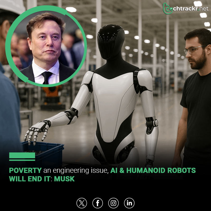 TechTrackr_net's tweet image. Elon Musk said poverty is an engineering problem and claimed AI and humanoid robots could eventually erase it, even making money less relevant.

#ElonMusk #xAI #AIFuture #HumanoidRobots #TechInnovation #WealthForAll #FutureEconomy #USSaudiForum #TechTrackr #TechNews